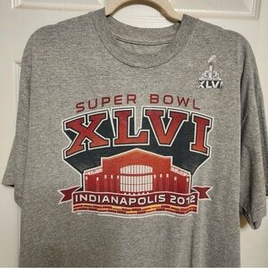 Reebok Super Bowl XLVI Mens T-Shirt Size XL Gray With Logo
